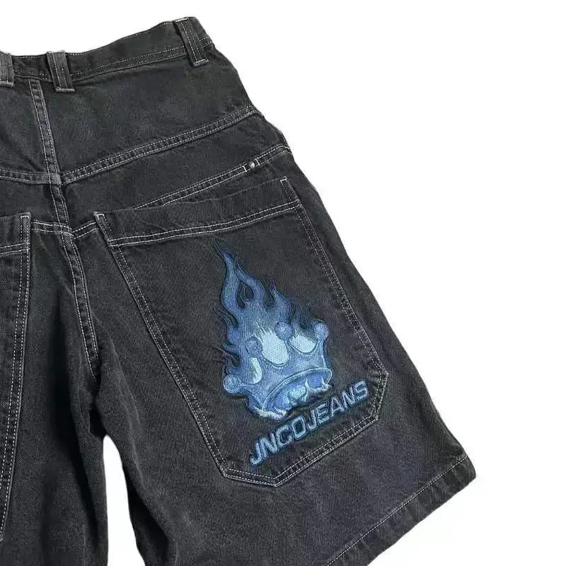 Y2K 스타일 힙합 스트리트웨어 남녀공용 JNCO 데님 반바지, 하라주쿠 포켓 캐주얼 헐렁한 반바지, 여름 고딕 농구 반바지, 신상