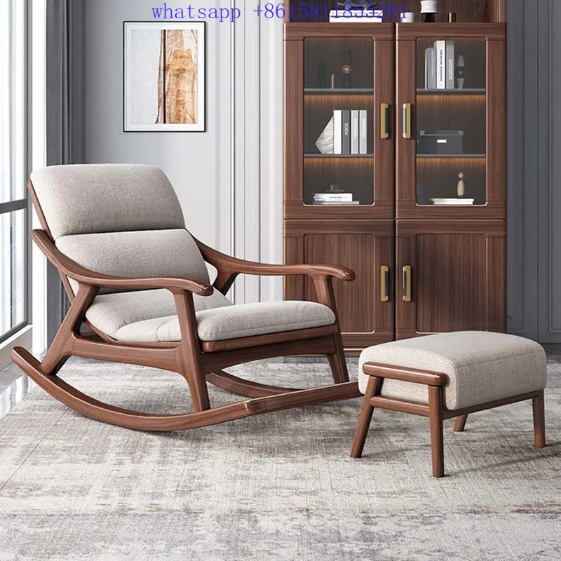 German style · Casual lazy chair enjoy leisure time, African walnut, pure taste water-based paint accent chairs for living room