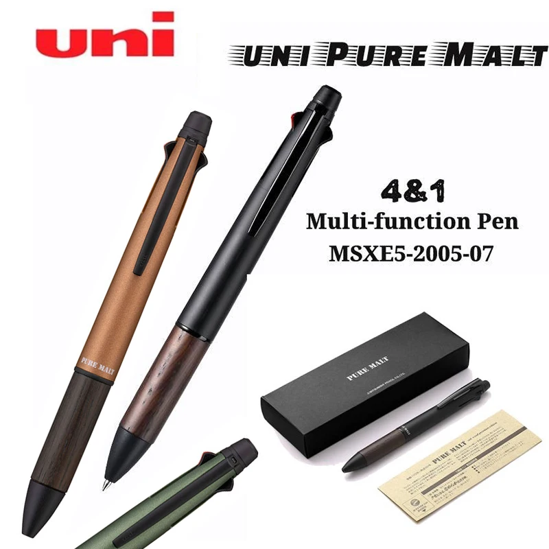 Uni Pure Malt 4&1 Multi Pen JETSTREAM Fast-Dry Anti-Smudge Ink 4-Color 0.7mm Ballpoint 0.5mm Automatic Pencil Quality Stationery