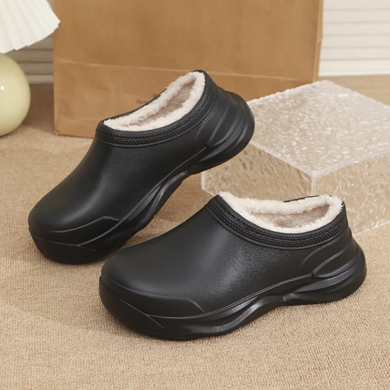 

Winter Men Women Cotton Slippers Warm Shoes Outdoor Indoor Waterproof New Male Couple Non-slip House Bedroom Plush Warm Slippers