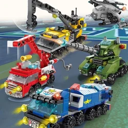 Micro particle bagged building blocks for children's puzzle assembly fire brigade police military tank building block toys