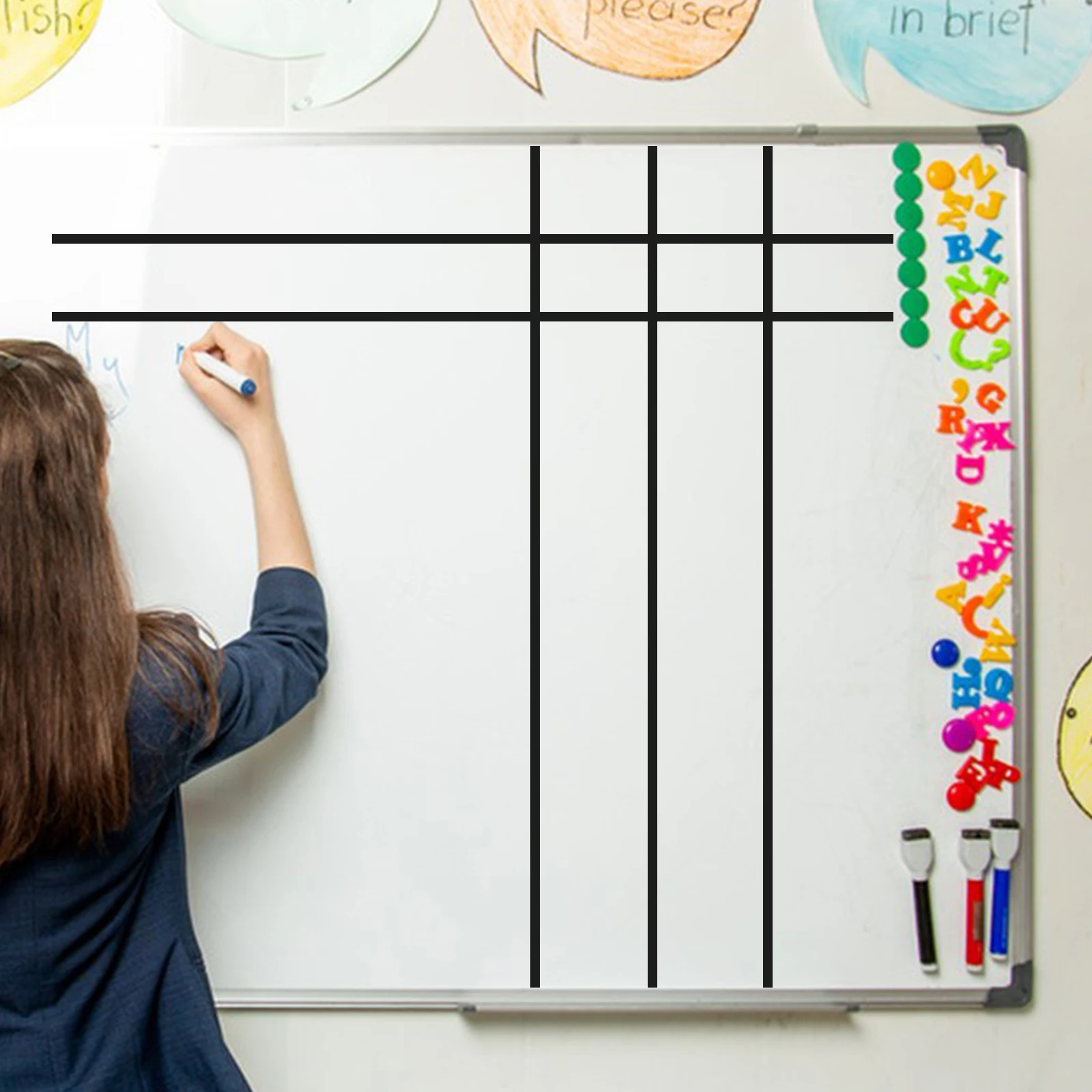 

10pcs PET Fine Stripe Tape Black Marker Board Adhesive Grid Line Dry Erase Whiteboard Washi Automotive Pinstripe