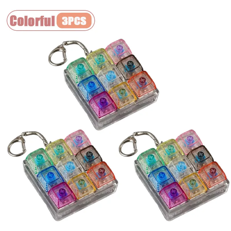 Mechanischer Tastatur-Schalter-Tester Schlüsselanhänger Fidget mit LED-Licht DIY Tastenkappen Stressabbau Clicker für Büro Schreibtisch Angstlinderung Geschenk