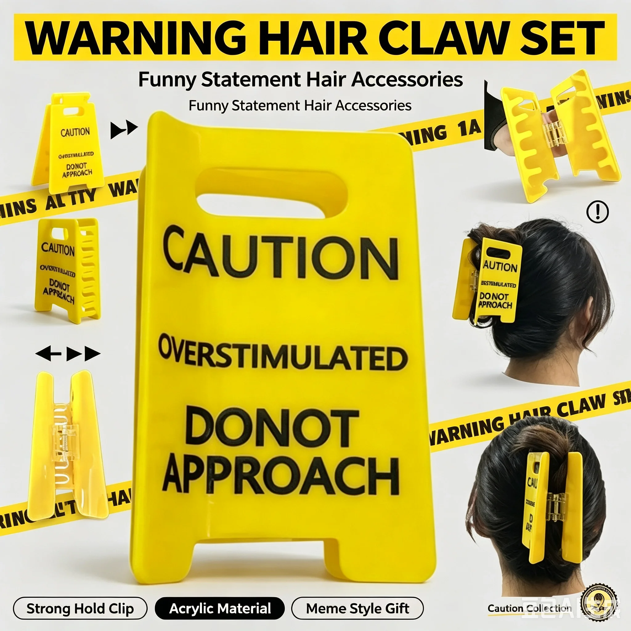 Yellow Decorative Hair Claw Clip for Thick Hair, Elegant Strong Hold Hair Catch, Stackable Fashion Hair Accessory for Updos, Showers, Daily Wear, Parties & Holiday Gifting