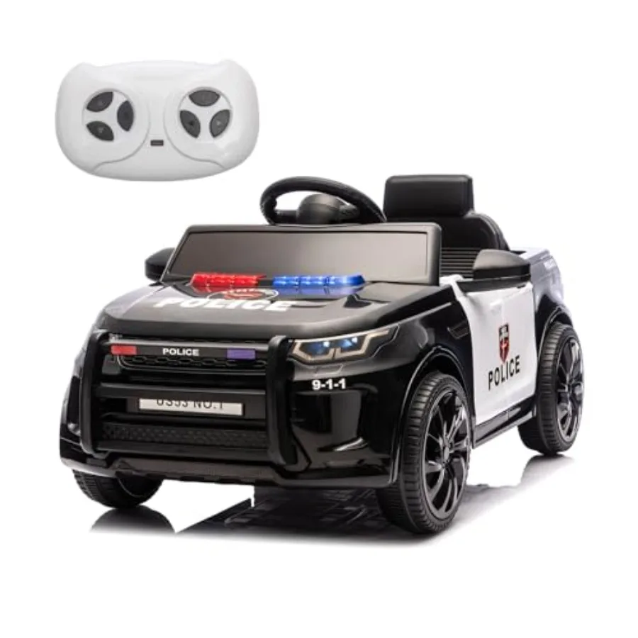 

Remote Control 12V Electric Police Car for with Music Headlights Speaker USB Bluetooth Red and Blue Electric Vehicle for Boys G