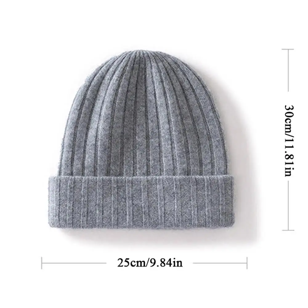 سميكة الكشمير الخالص للجنسين قبعات صغيرة للرجال النساء محبوك رشاقته الشتاء قبعة في الهواء الطلق قبعة تزلج سلس محبوك قبعة الجمجمة #6