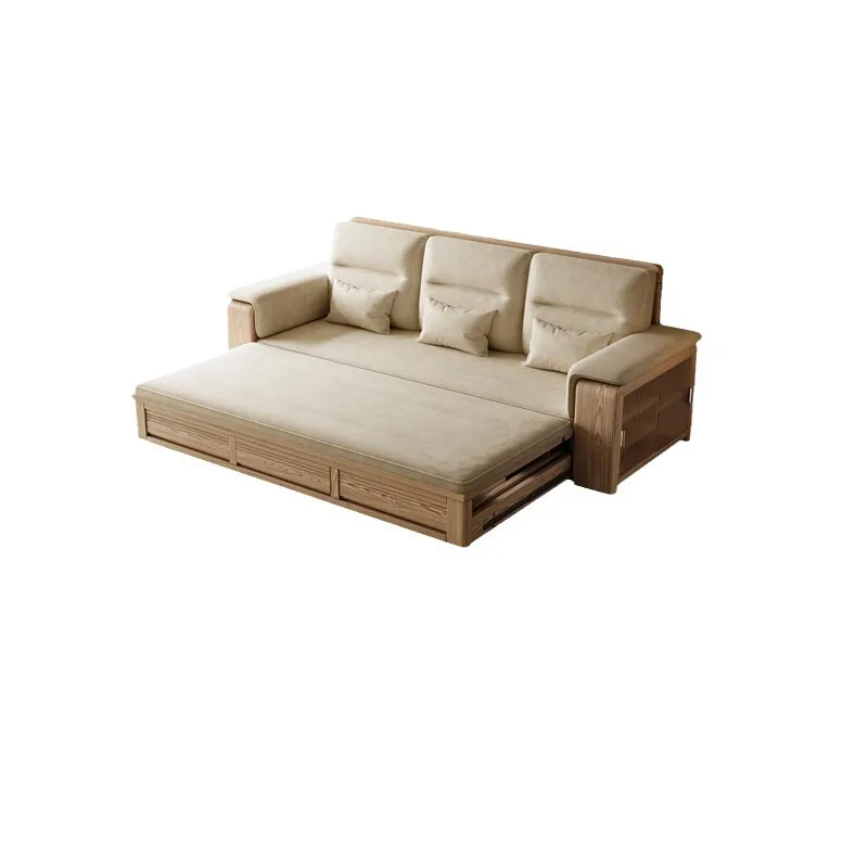

LH solid wood sofa bed folding dual-purpose storage multi-function telescopic integrated dual-purpose