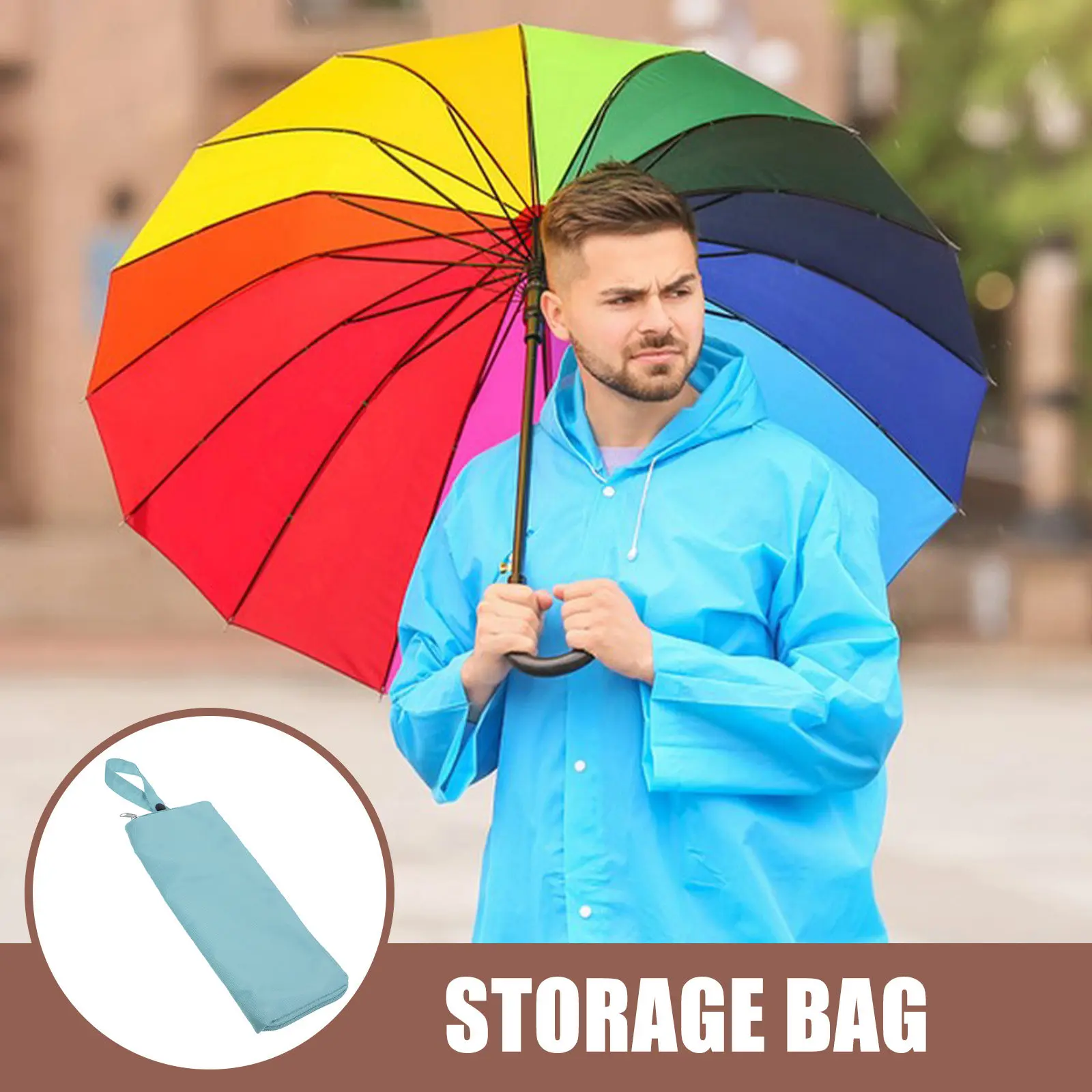 Wet Umbrella Bag Blue Folding Waterproof Microfiber Umbrella Sleeve Travel Protective Storage Case Travel Umbrellas Storage Bags - view 5