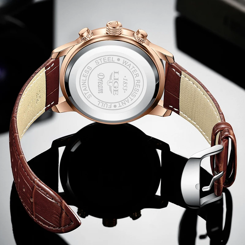LIGE Business Mens Watch Casaul Fashion Luxury Watches For Men Waterproof Luminous Chronograph Quartz Wristwatches Reloj Hombre