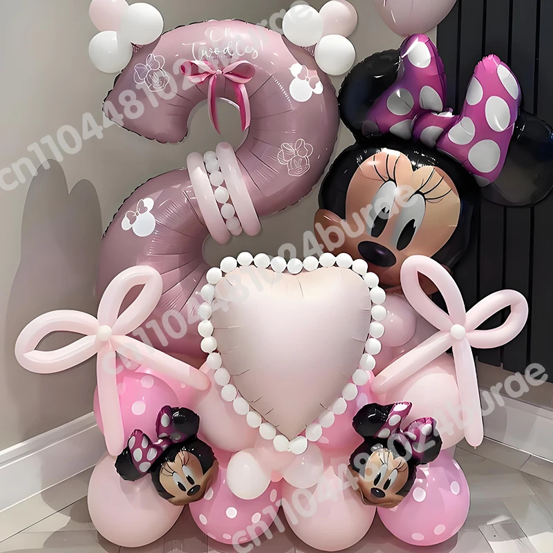 Conjunto de balões laminados da Minnie Mouse, decorações para festa de aniversário, balões da Minnie Mouse, lembranças para festa de meninas, chá de bebê infantil