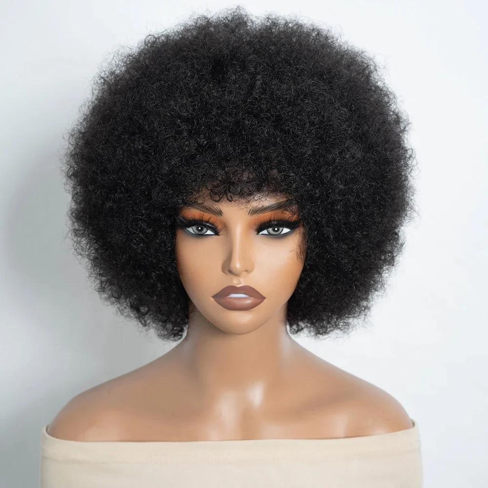 Afro Wig for black Women Soft Afro Curly Wig with human Haire Large Afro Wig for Everyday Party Use Full machine made wig