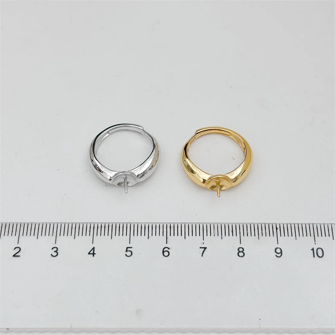 925 Stamped Alloy Gold-Plating Adjustable Pearl Ring Holder DIY Jewelry Findings, Craft Supplies for Handmade Rings No Pearl