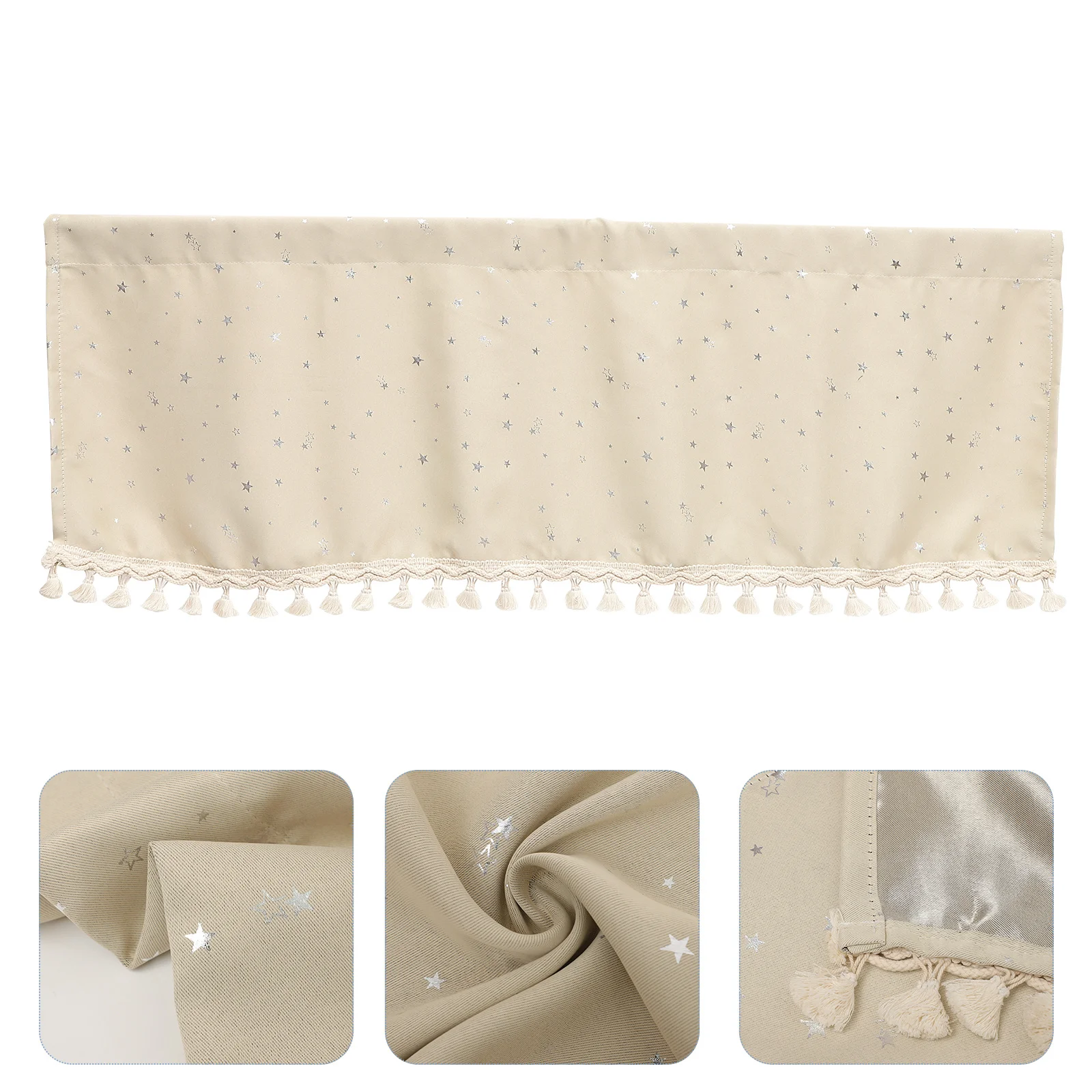 

Elegant Tassel Trimmed Kitchen Valance Short Curtain for Small Windows Bathroom Bedroom Cabinet Door Natural Look Soft Texture