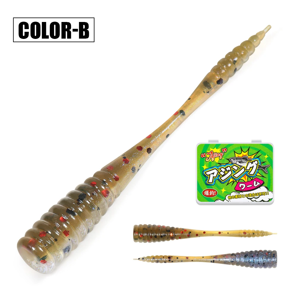 Palissander 48mm TPR Drijvende Micro Aas Naald Staart Ajing Zachte Worm Vissen Lokken Swimbaits Jig Rockfish Drop Shot Oceaan Zee 20 stuks