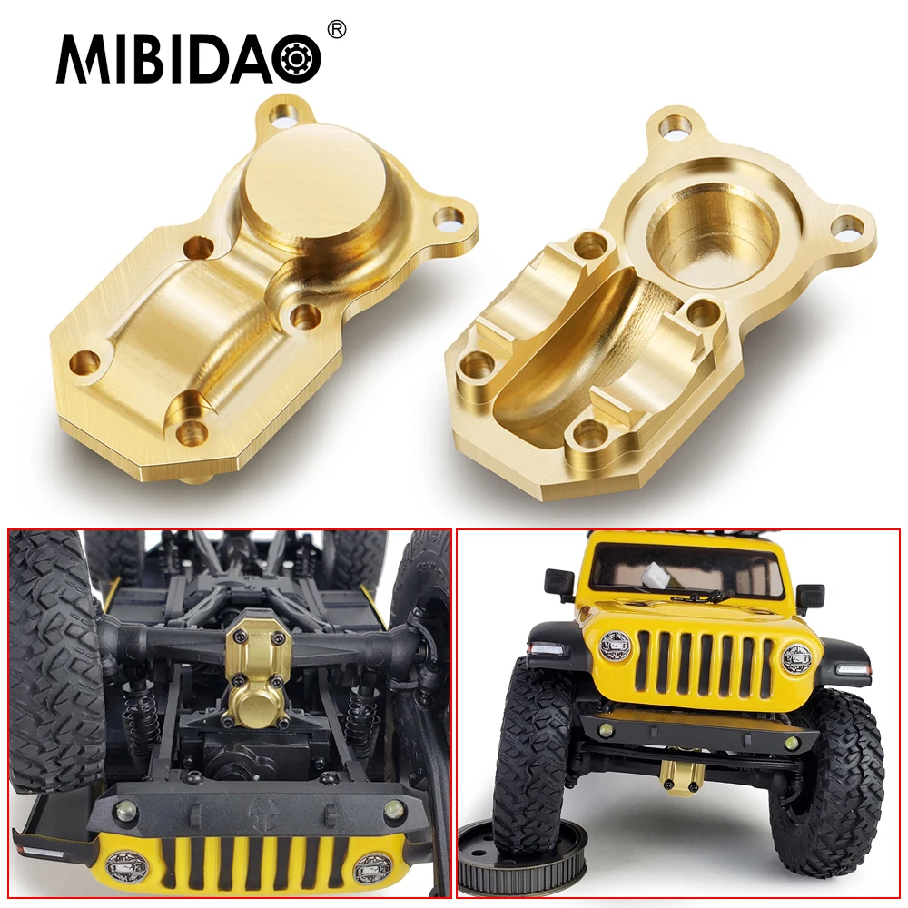 MIBIDAO Portal Axle Diff Cover Brass Counterweight for Axial SCX24 Deadbolt Chevrolet Wrangler Gladiator Bronco 1/24 RC Car Part