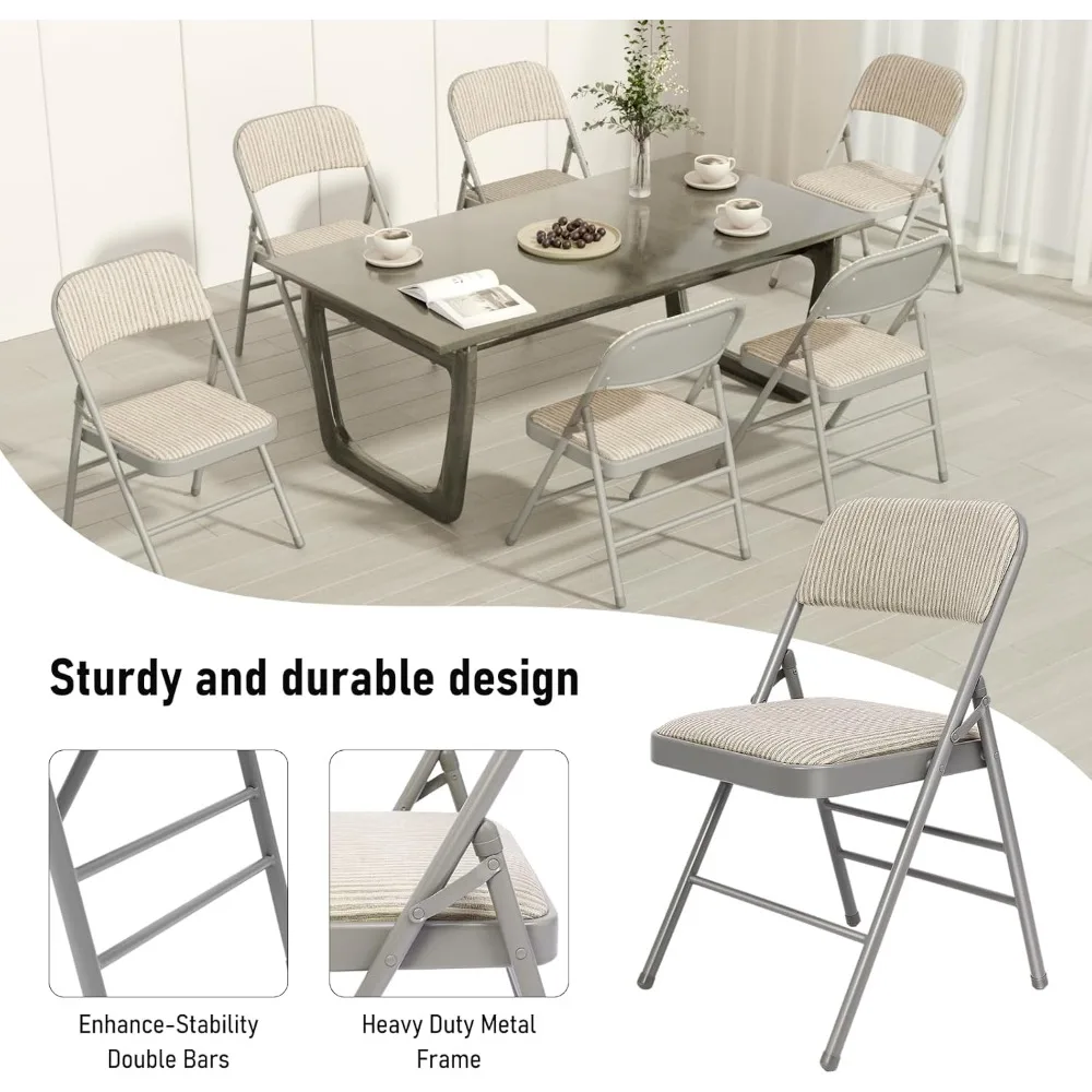 Met stof gevoerde kussen klapstoelen, 12-pack, draagbare stapelbare eetkamerstoelen voor gebruik binnen en buiten