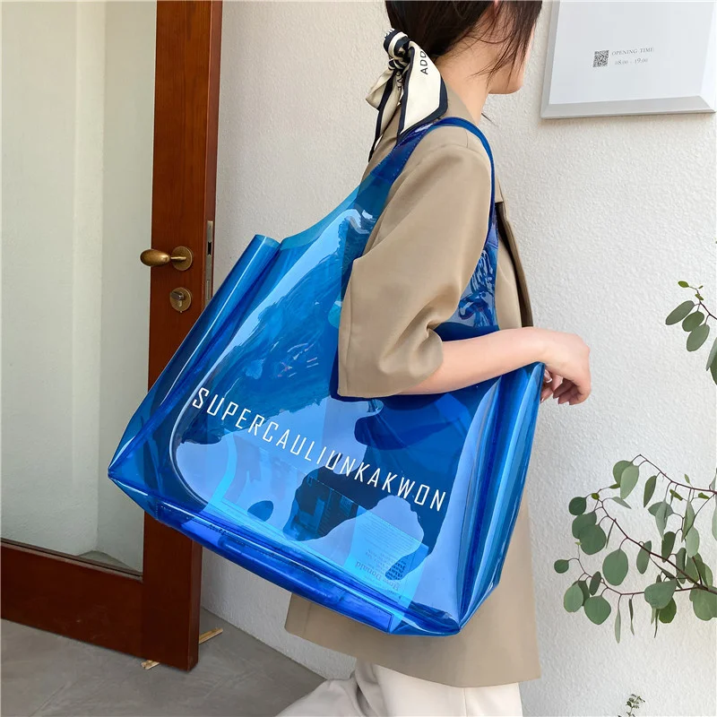 2023 Summer Transparent Jelly Clutch Bag Fashion PVC Women\'s Bag Beach Shoulder Trailer Special Clear Bags For Women Luxury Tote