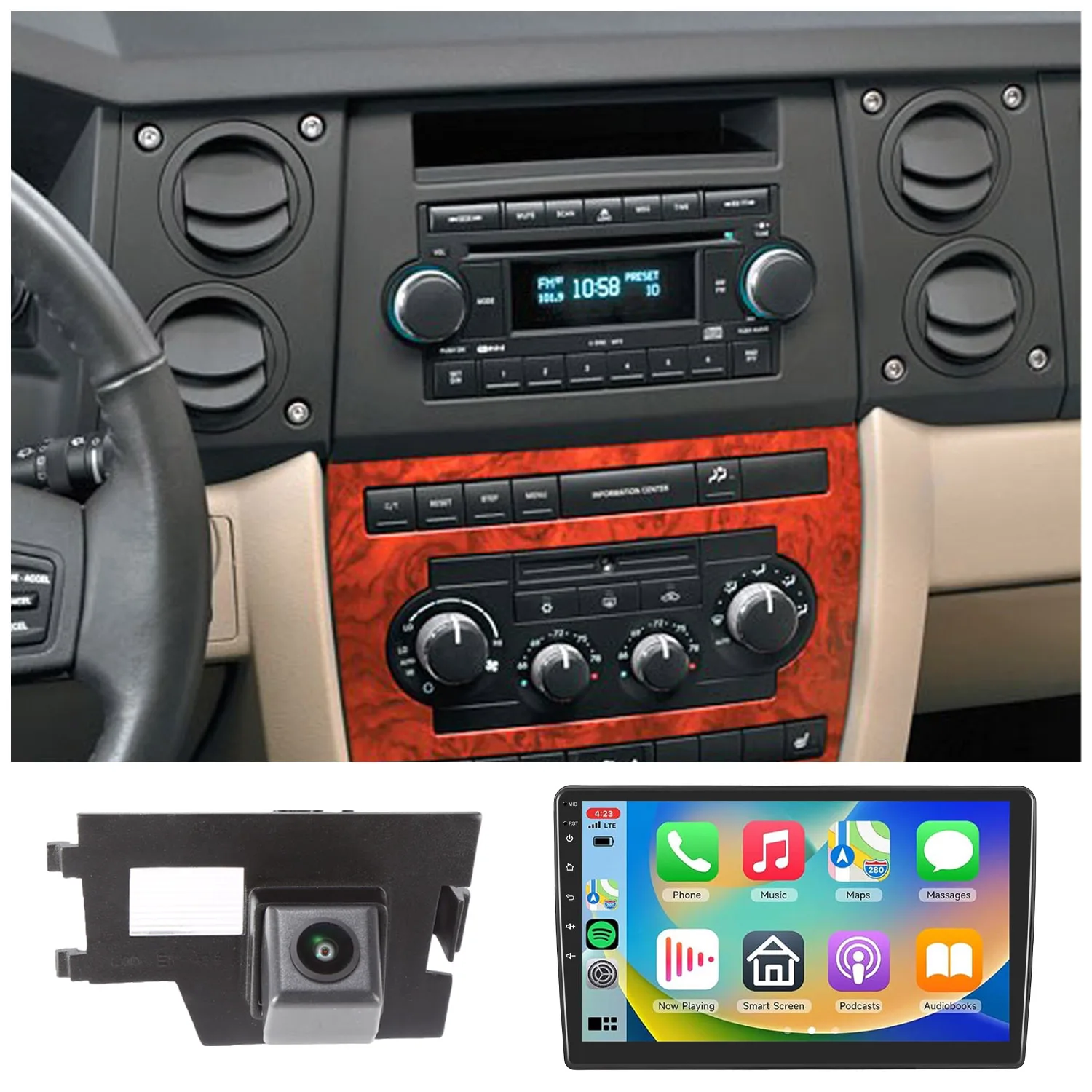 Android car radio Carpaly GPS Navigation+ HD camera for Chrysler PT Cruiser 300 300C Jeep Grand Jeep Compass Patriot Commander