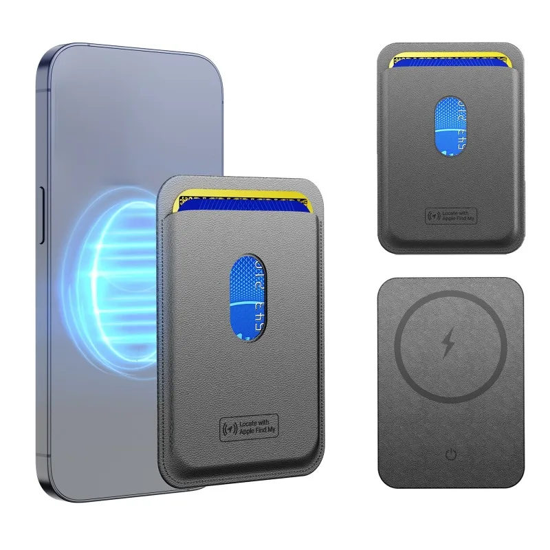 محفظة جهاز مكافحة خسر Find My المدمج في Find My Location Wallet Tracker Tag لـ 12/13/14/15/16/17 مع إعادة الشحن اللاسلكي