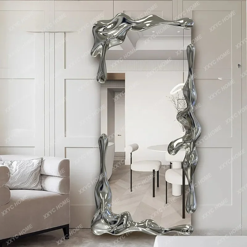 XX High-end Light Luxury Water Ripple Home Villa Floor Mirror  Mirror Visual Decorative Mirror