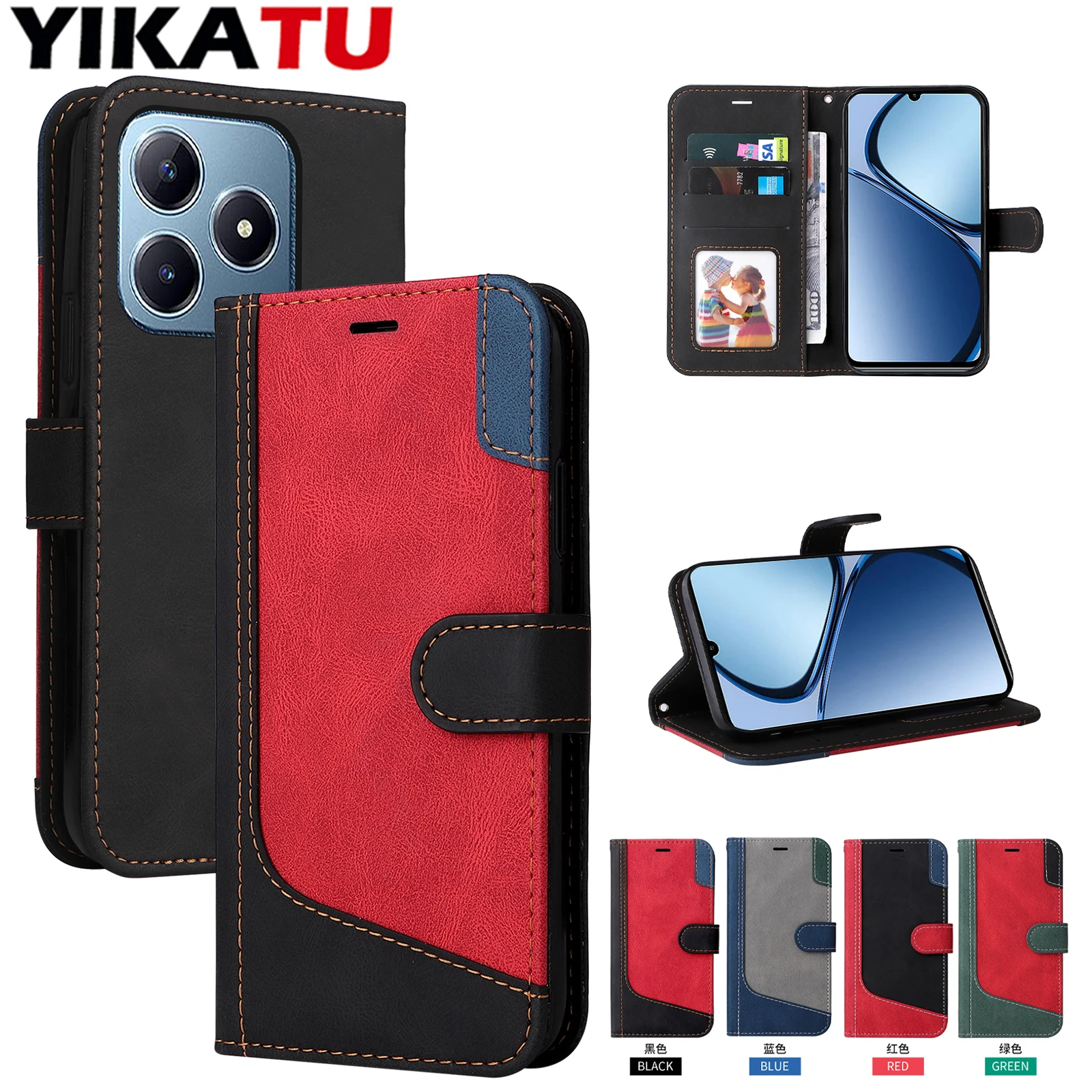 

Чехол-кошелек для OPPO Realme C67 C65 C63 C61 C55 C53 C35 C33 C31 C30 4G C25Y C25 C21Y C21 C20 C15 C12 C11 2021 C3 Крышка слота для карт