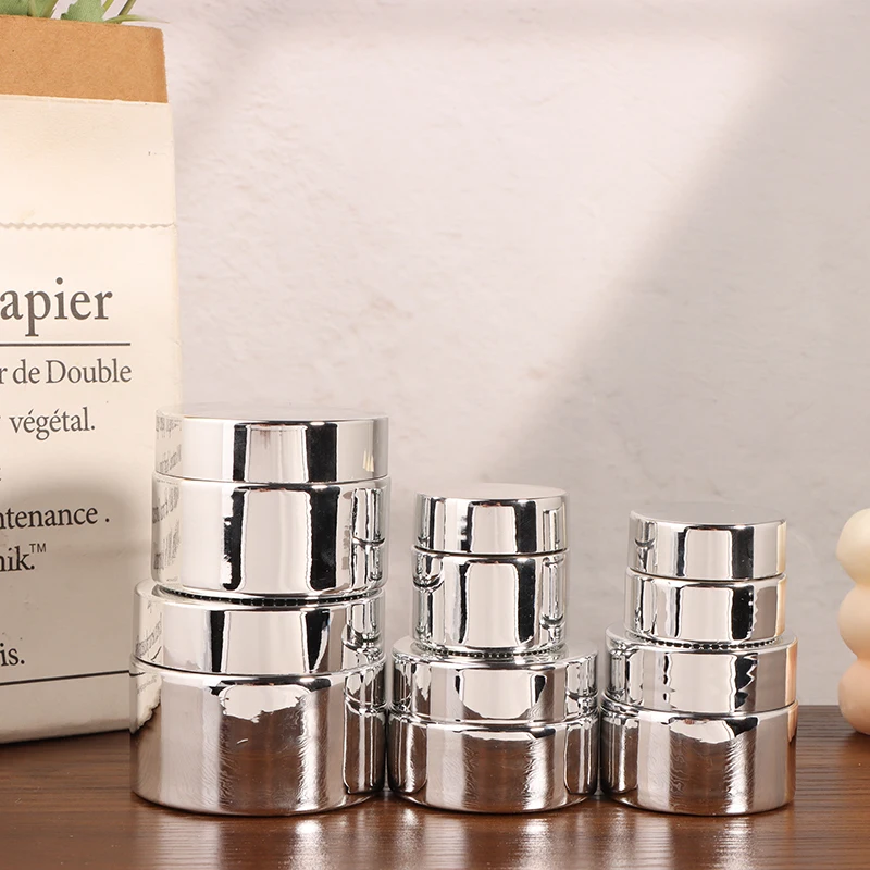 Cosmetic Jar 5-50g Face Cream Glass Bottle Silver Cream Jar Cosmetic Container Empty Nail Glue Jar Travel Makeup Container - Image 2