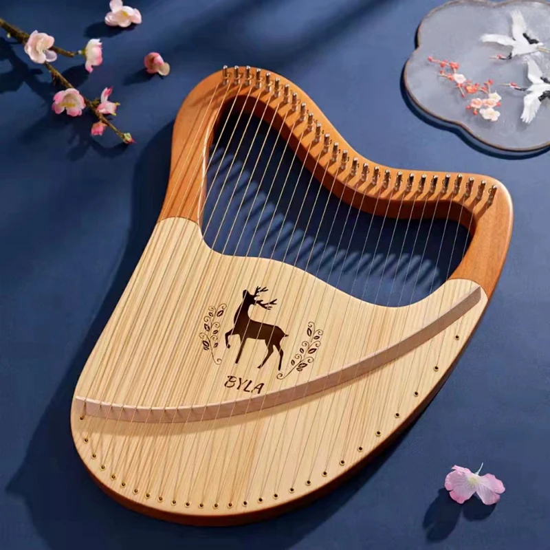 Lyre Harp High Quality Lyre Harp Solid Wood Mahogany Lyre Harp Instrument With Case Box Spare Strings