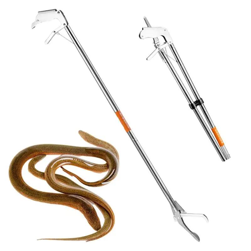 Snake Stick Handling Tool Snake Catcher Snake Tong Stainless Steel Foldable Extended Snake Tong Snake Grabber Tool For Hiking