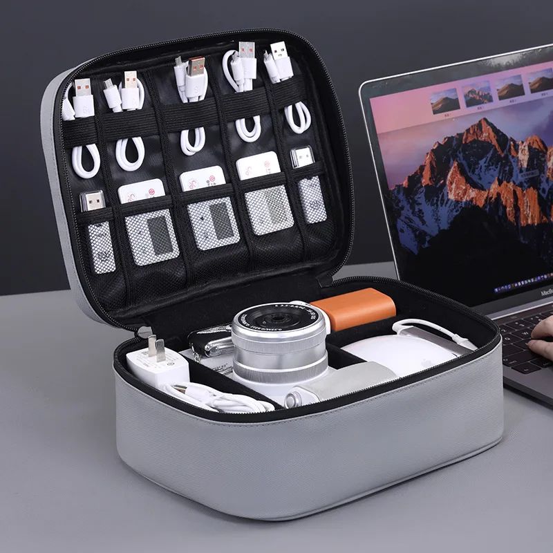 

Multifunctional Organizer Bag for Hard Disk, USB Data Cables and Chargers - Compact Design, Protects Devices and Cables Neatly