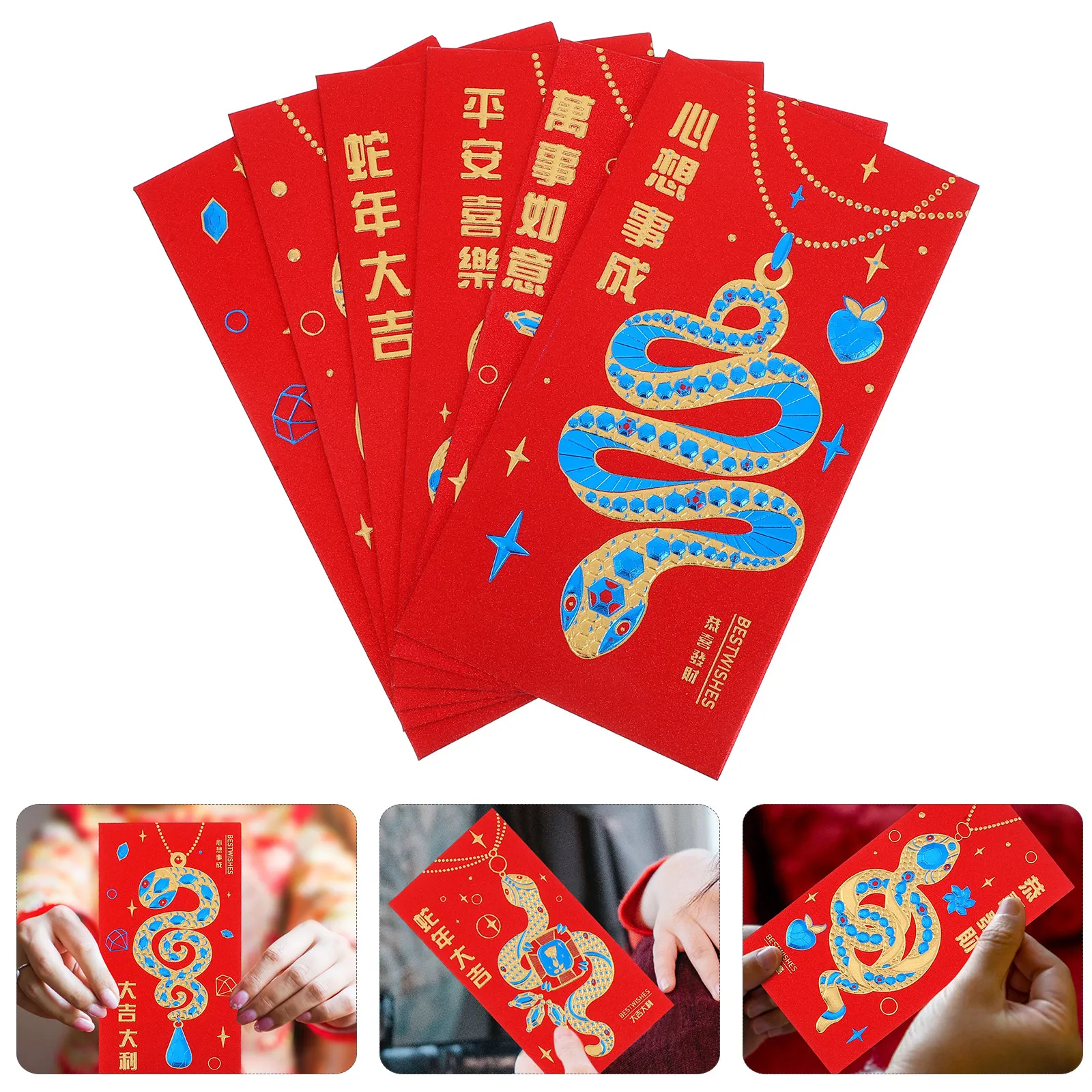 

30Pcs Hot Stamped Red Envelopes Chinese New Year Money Packets Year of The Snake Lucky Red Packet for Wedding Birthday Spring