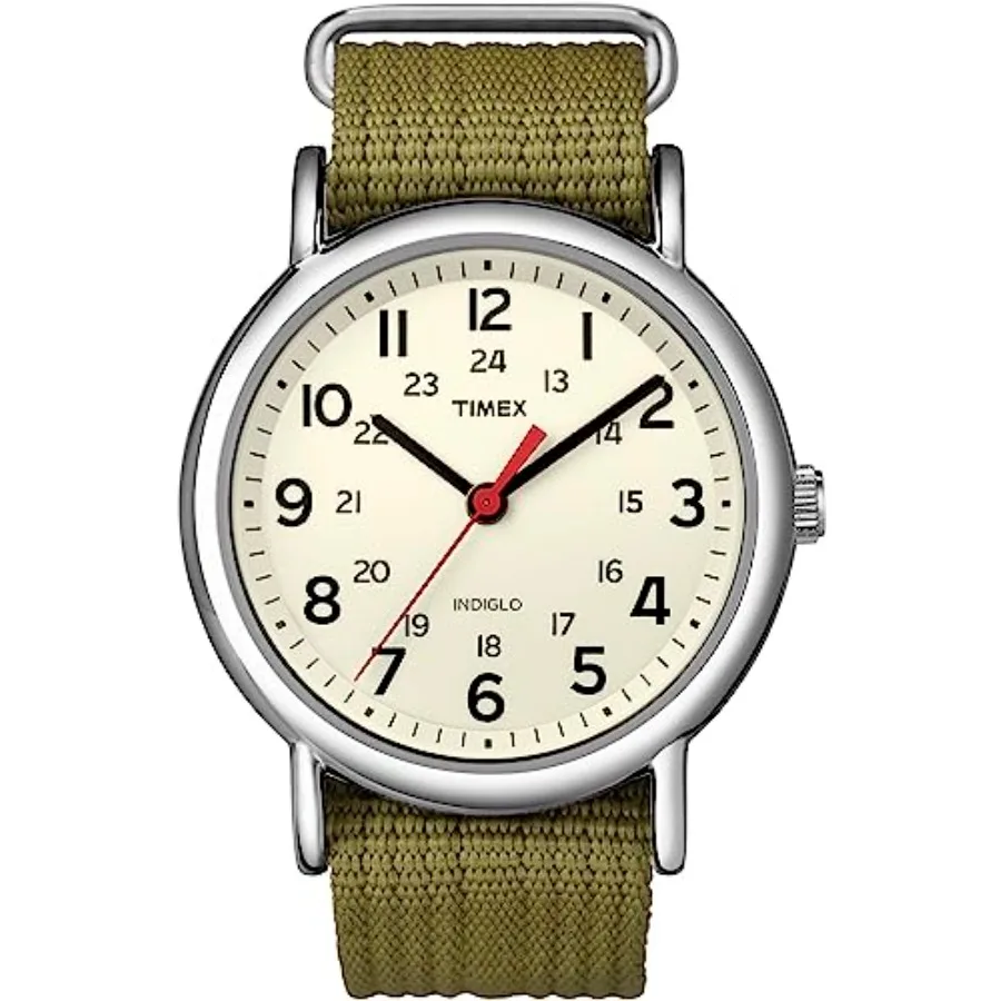 

Timex Weekender 38mm Unisex Analog Watch INDIGLO Backlight Adjustable Durable Nylon Fabric Slip Through Strap 24 Hour Time