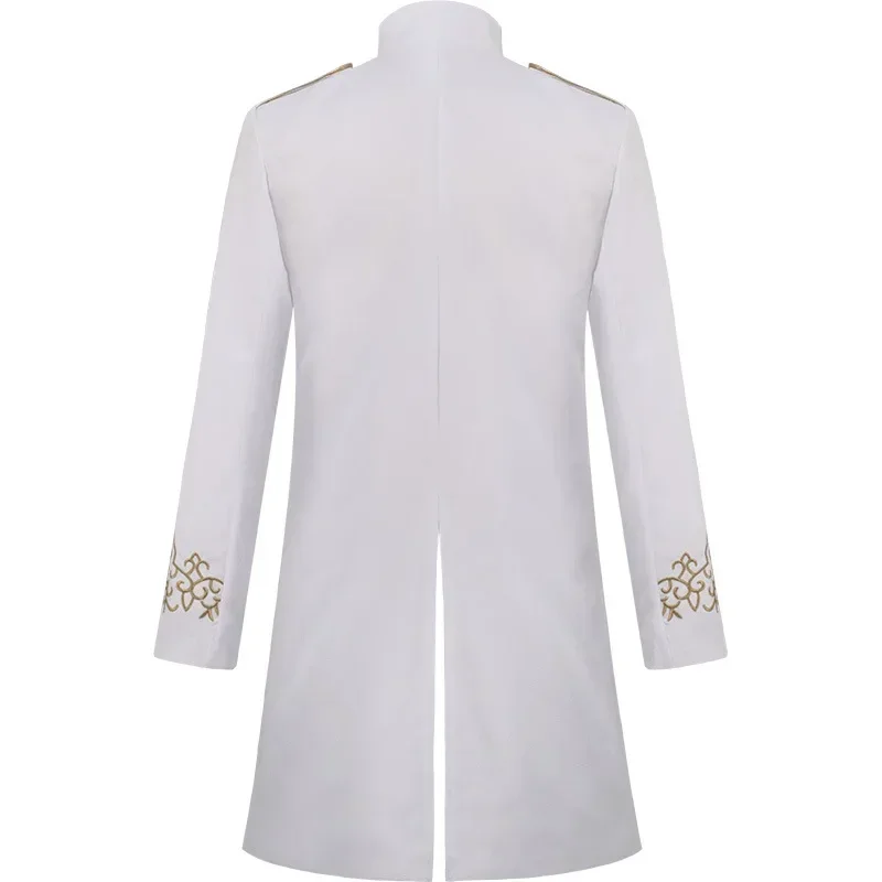 2025 هالوين الساخن بيع الكبار القرون الوسطى البخار الشرير الأوروبية والأمريكية المطرزة الرجال معطف طويل المرحلة البدلة