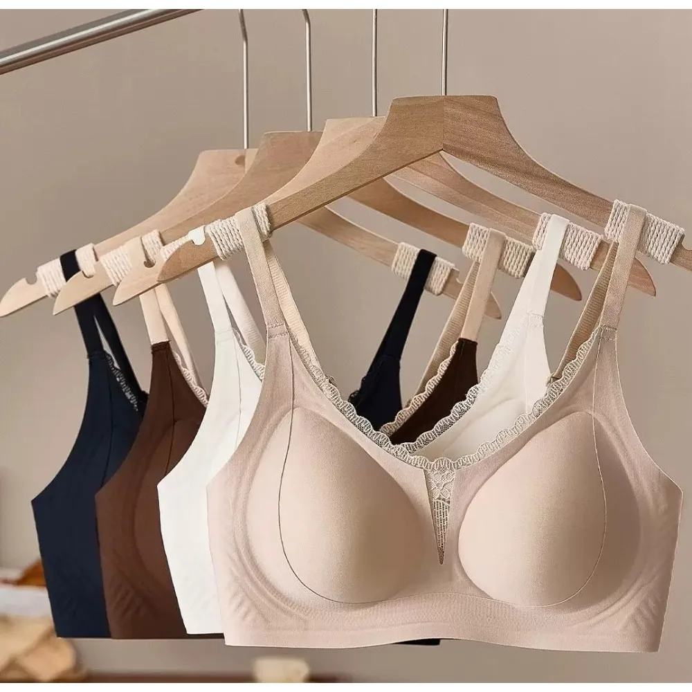 NIEPO Women Sensual Lingerie Seamless Wireless Bralette One Piece Thin Cup Gather Side Breast Anti Exposure For Small Bust M-XXL