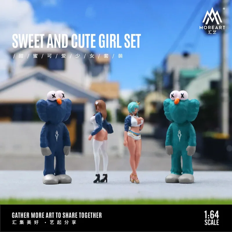 MoreArt 1:64 Sweet And Lovely Girl Doll Set Resin Model Miniature Man Scene Limited Collection Gift