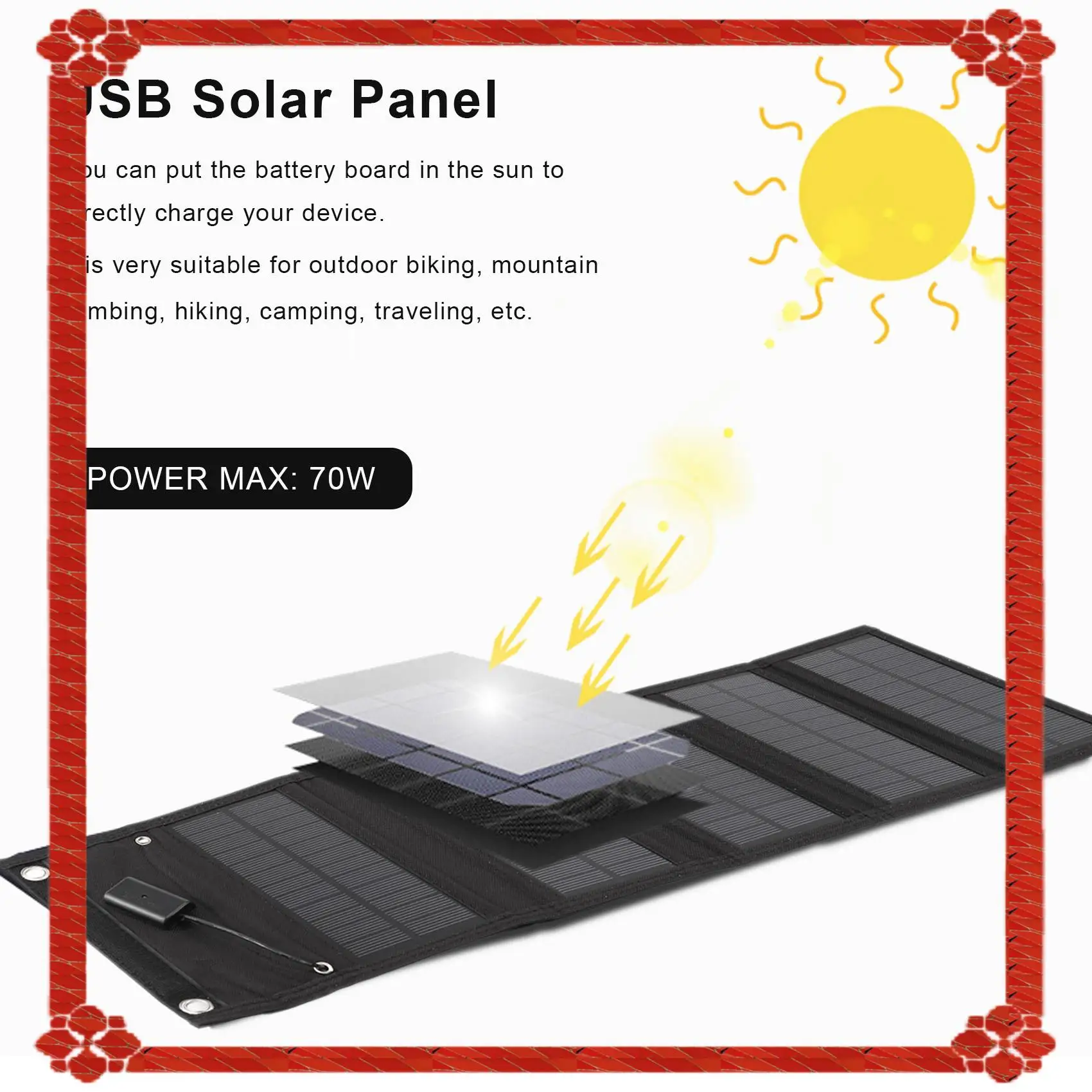 

24-Hour Delivery 12W Foldable USB Solar Panel Portable Folding Waterproof Solar Panel Charger Outdoor Mobile Power Battery Charg