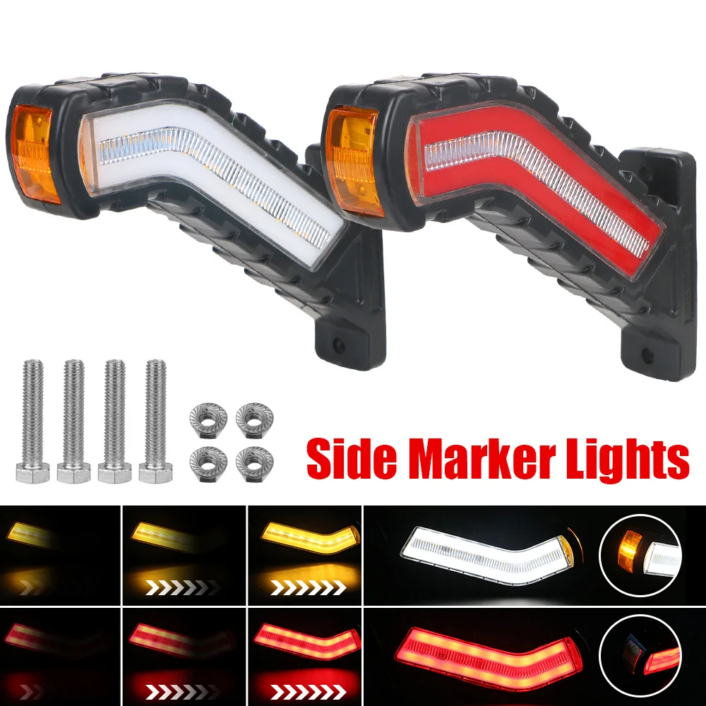 Turn Signal Lamp Universal Waterproof LED Side Marker Lights 12V 24V For Truck Trailer Lorry Flowing Water Effect 2 Pcs