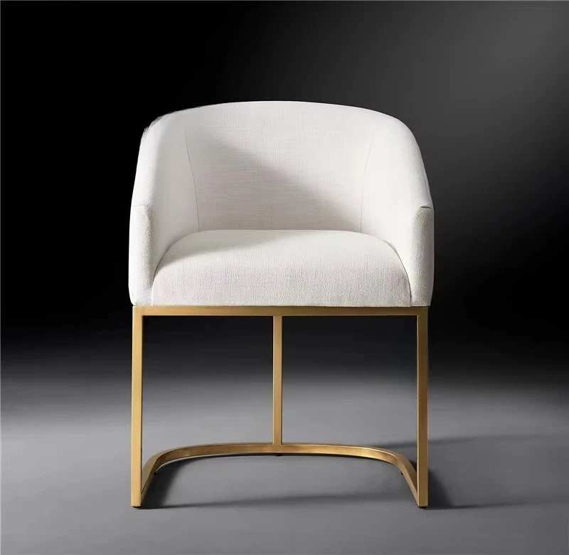 

Modern Upholstered Chair Living Room Fabric High Quality Metal Legs Outdoor Indoor Dining Chair