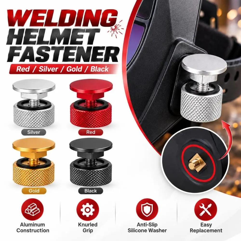 1PC Aluminum Welding Helmet Fastener Knurled Grip Anodized Finish Welding Hood Fastener Silicone Washer Anti-Slip Structure