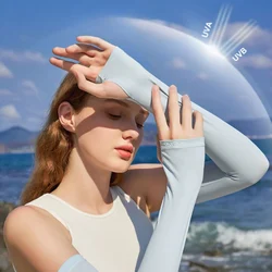 UPF 50 + manga protectora solar delgada para mujer, Mangas de brazo Anti-UV para conducir, ciclismo, protección UV para el brazo, manga de seda de hielo para verano