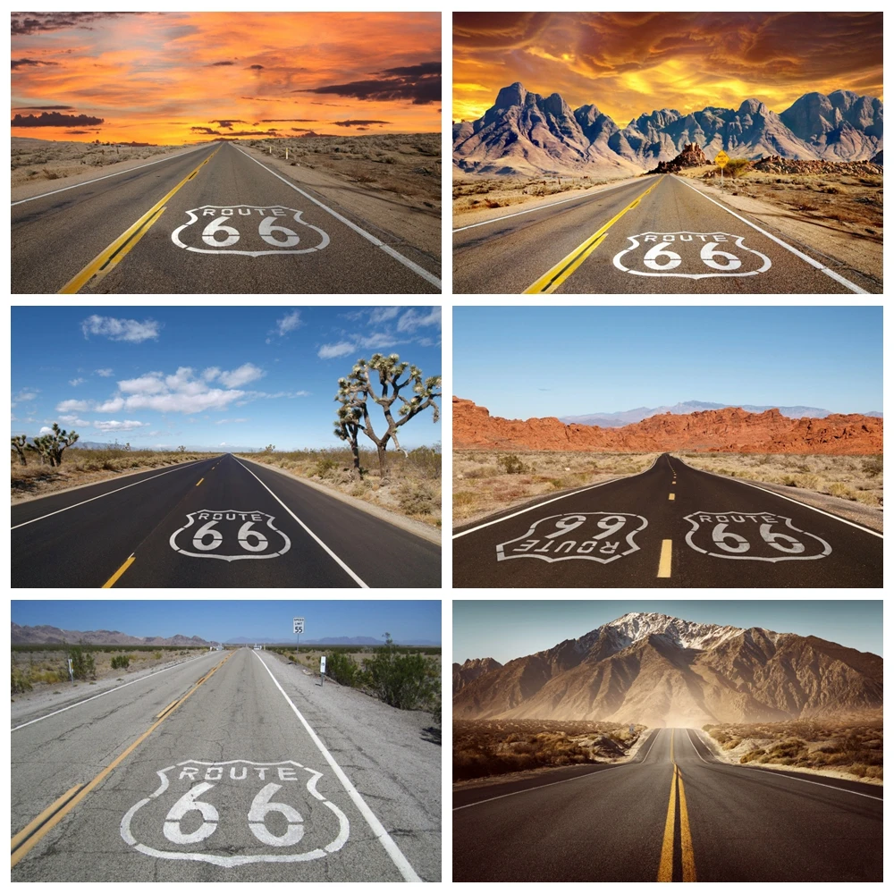 

Route 66 USA Sunset Way Road Aurora Child Natural Scenic Photographic Background Photography Backdrops For Photo Studio