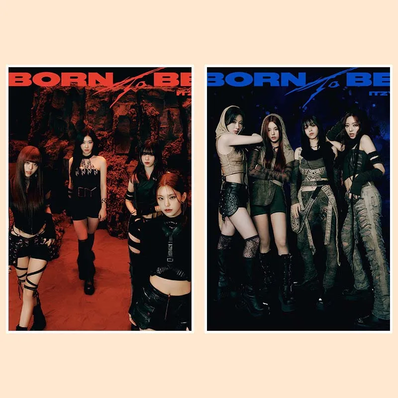 2Pcs/Set KPOP ITZY BORN TO ME Album Concept Photo Posters YEJI RYUJIN YUNA Fashion Self-adhesive Wall Stickers Fans Decor Gifts