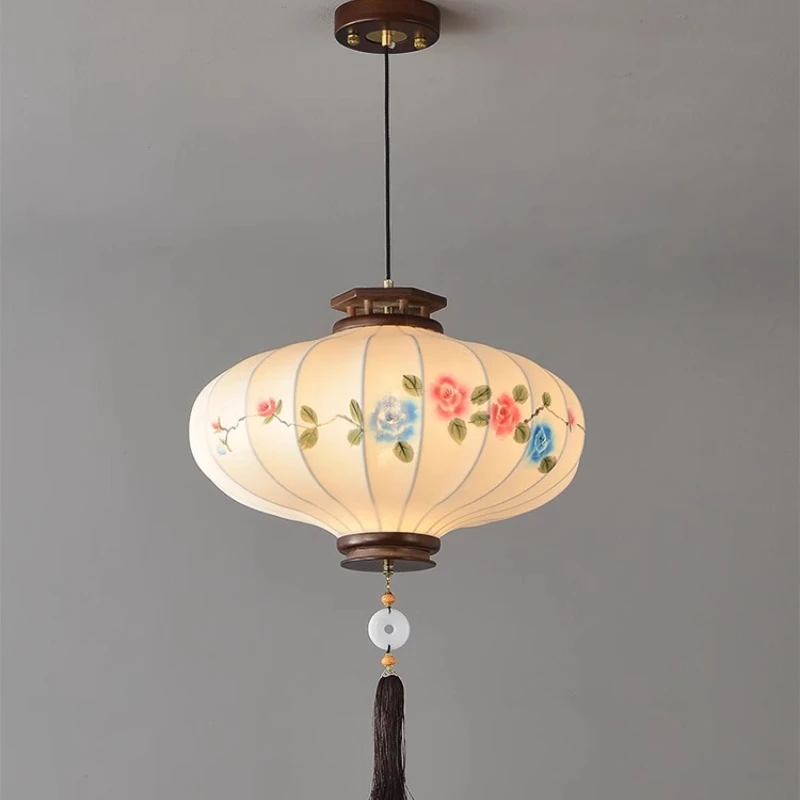 

Lantern chandelier restaurant, bar tea room, ambient light solid wood, bedroom study main light, card seat lamp