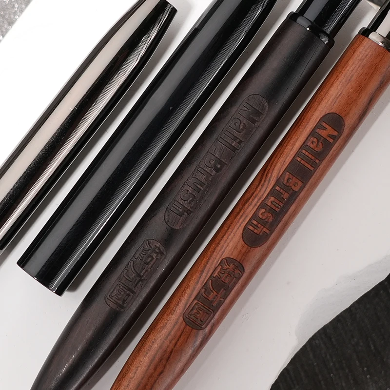 Nowy zestaw krótkich płaskich pędzli do paznokci 5 mm Pędzel do rysowania akrylowego do paznokci Uchwyt z drzewa sandałowego Pióro do malowania paznokci Narzędzie do manicure