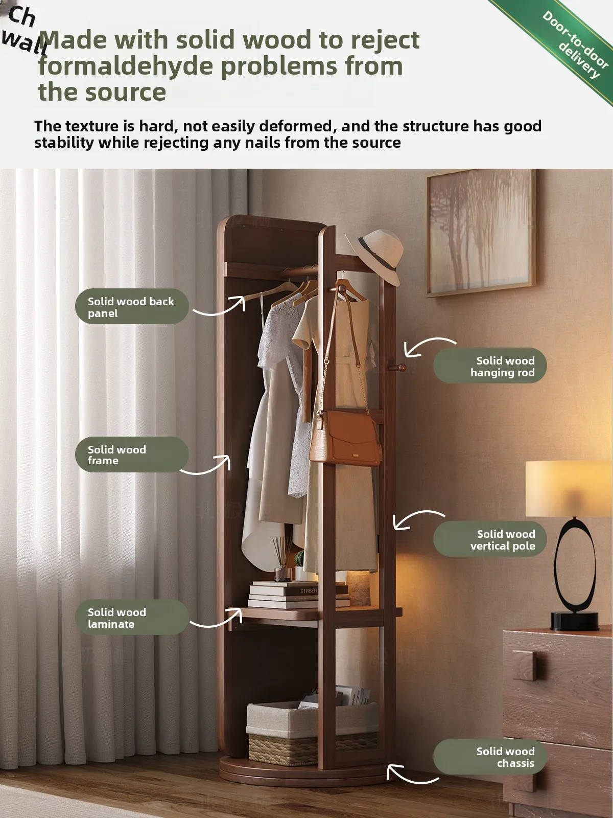 full body mirror  household floor mirror rotating full-length  hanging hanger integrated