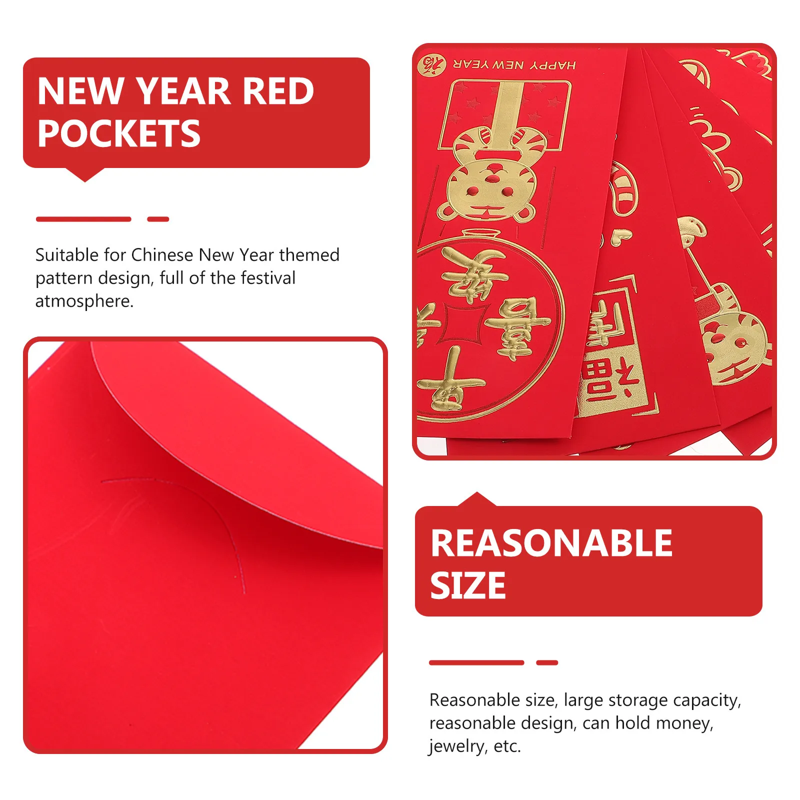 

48 шт. красных конвертов для китайского Нового года, креативные пакеты для денег, праздничный яркий дизайн, подарок на удачу для Весеннего фестиваля, декоративные