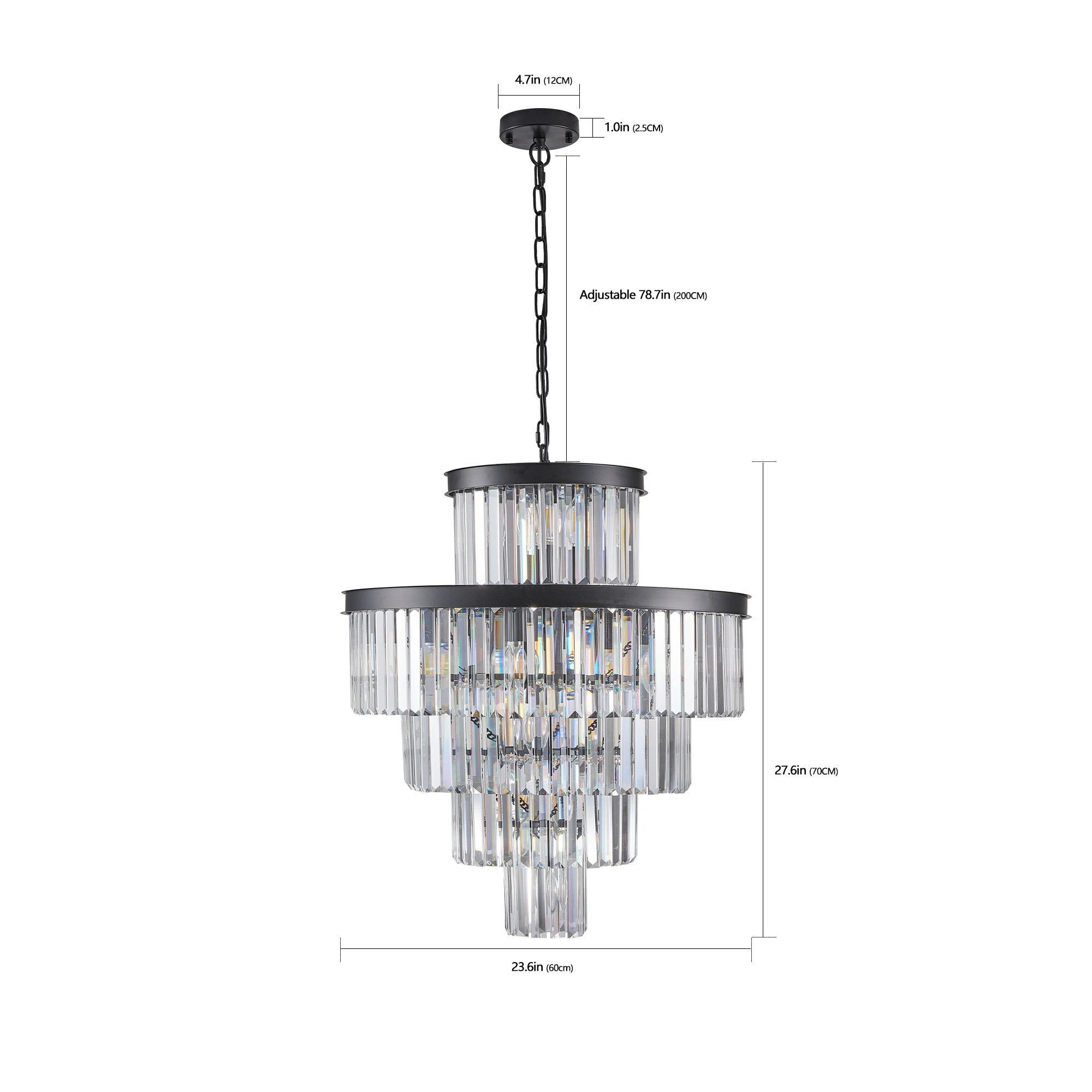 โคมไฟระย้าคริสตัลสีดำสุดหรูสำหรับห้องรับประทานอาหาร 15 ดวง โคมไฟระย้าโมเดิร์นสีดำสำหรับห้องนอน ทรงกลม 5 ชั้นสำหรับห้องนั่งเล่น