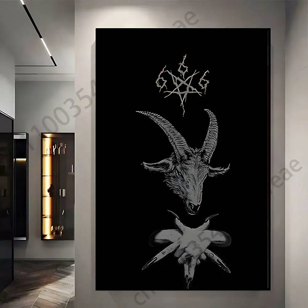 Satanic G-Goat Satan D-devil Wall Art Poster Print Wall Decor for Living Room Bedroom Home Decoration