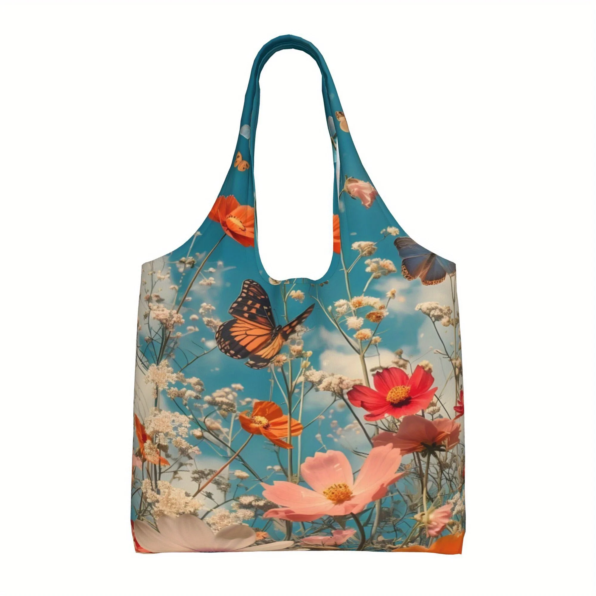 

1pc of Butterfly (6) Large Capacity Canvas Shoulder Bag - A Casual, Reusable Tote for Women Suitable for Shopping, Travel,