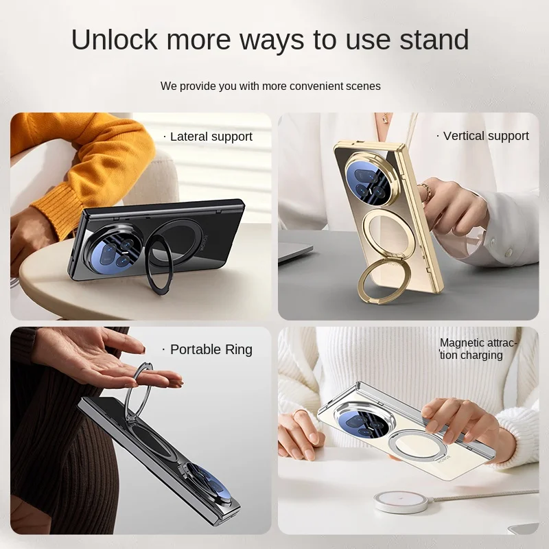 포 아너 매직 V5 케이스 고급 도금 맥세이프 링 스탠드 마그네틱 보호 백 커버 케이스 매직 V5 V 5 풀 커버 쉘