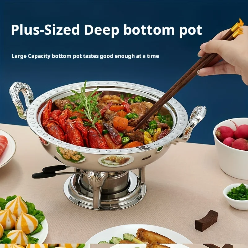 Round Chafing Dish for Buffet Stainless Steel Food Warmer w/ Lid & Handle, Buffet Warmer Chafers for Parties, Weddin